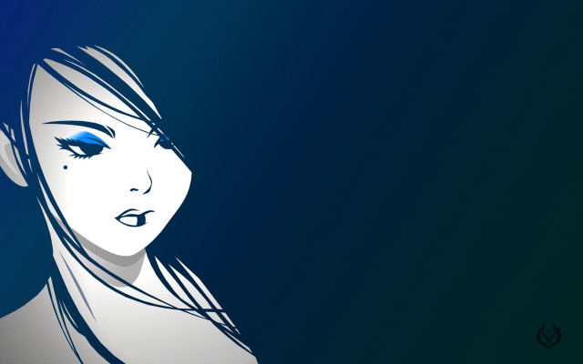 Woman blue eyes black background free wallpaper for desktop - medium preview image