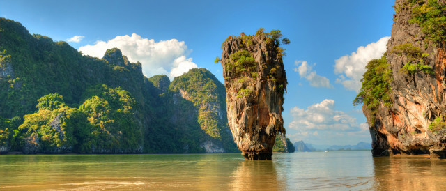 Lake mountain rocks forest sky free wallpaper for desktop - medium preview image