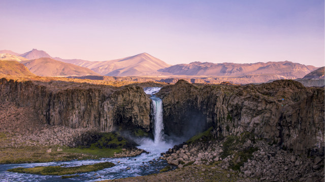 Waterfall canyon mountains river forest free wallpaper for desktop - medium preview image