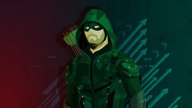 Man green hoodie bow arrow free wallpaper for desktop - medium preview image