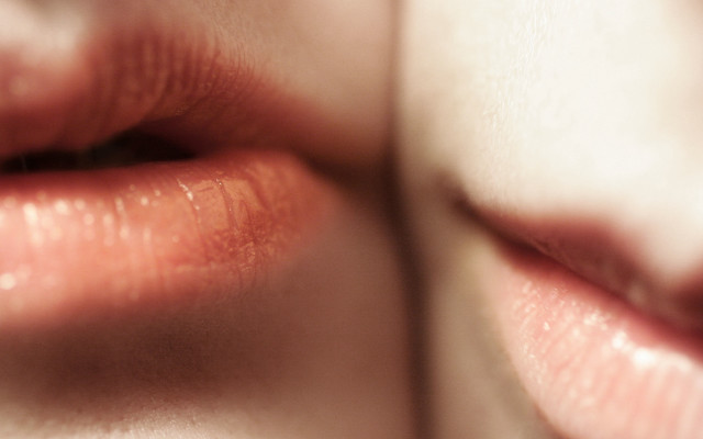 Lips closeup blurry background photorealistic free wallpaper for desktop - medium preview image