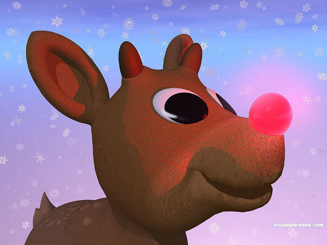 Cartoon deer bubble pink snowflakes free wallpaper for desktop - medium preview image