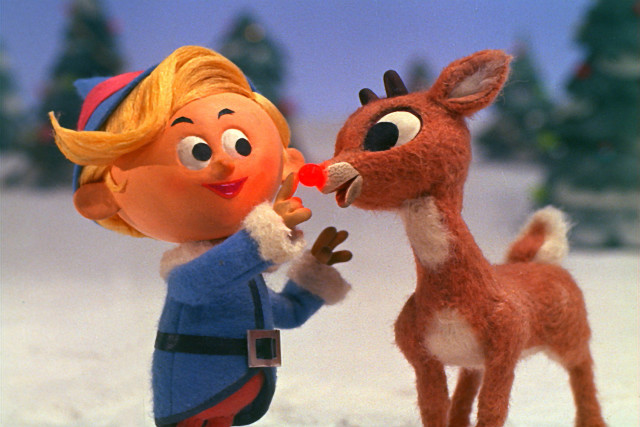 Little girl kissing rudolph reindeer free wallpaper for desktop - medium preview image