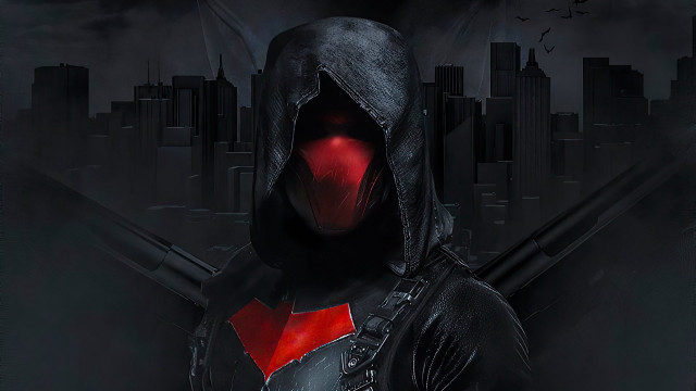 Man hooded suit red hoodie free wallpaper for desktop - medium preview image