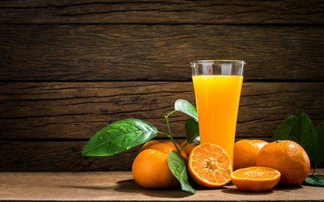 Orange juice glass oranges leaves #3 free wallpaper for desktop - medium preview image