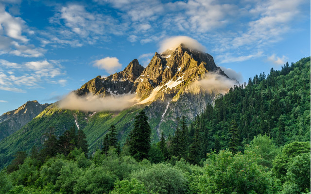 Mountain cloud trees sky nature free wallpaper for desktop - medium preview image
