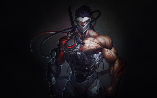 Overwatch demon chest cyberpunk male free wallpaper for desktop - medium preview image