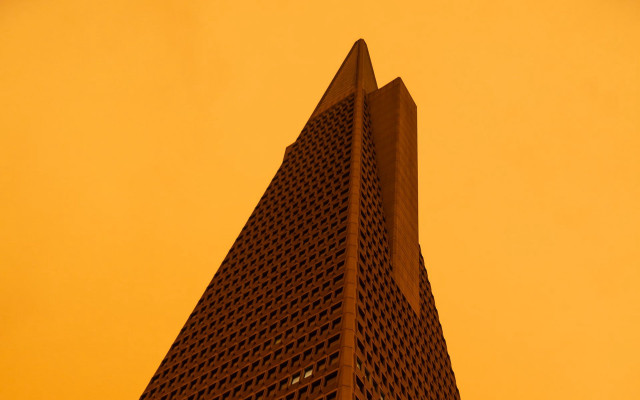 Tall building clock yellow sky free wallpaper for desktop - medium preview image