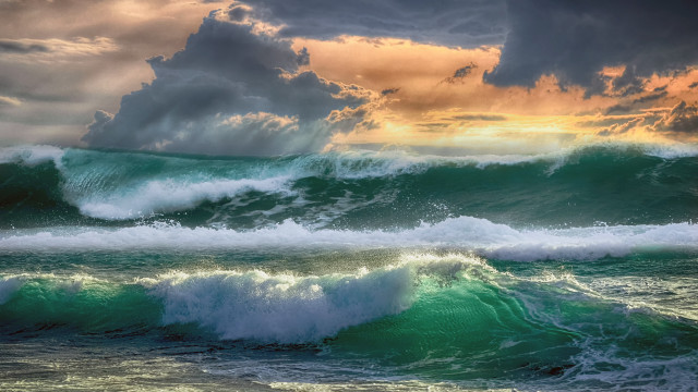 Large wave stormy ocean sky free wallpaper for desktop - medium preview image