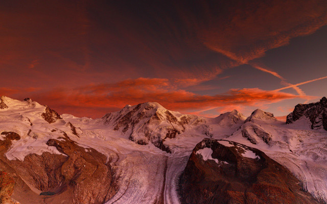 Mountain range red sky clouds #9 free wallpaper for desktop - medium preview image