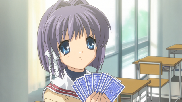Girl holding card classroom desks free wallpaper for desktop - medium preview image