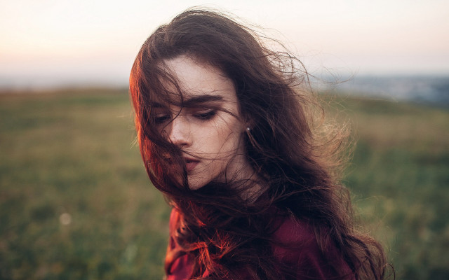 Woman long hair field wind #2 free wallpaper for desktop - medium preview image