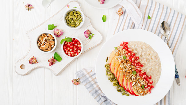 Plate fruits nuts bowl food free wallpaper for desktop - medium preview image