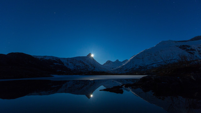 Full moon mountain lake night #6 free wallpaper for desktop - medium preview image