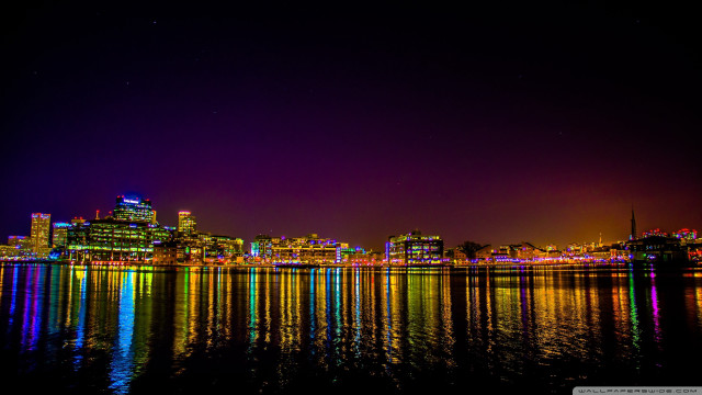 City skyline reflection water night #4 free wallpaper for desktop - medium preview image