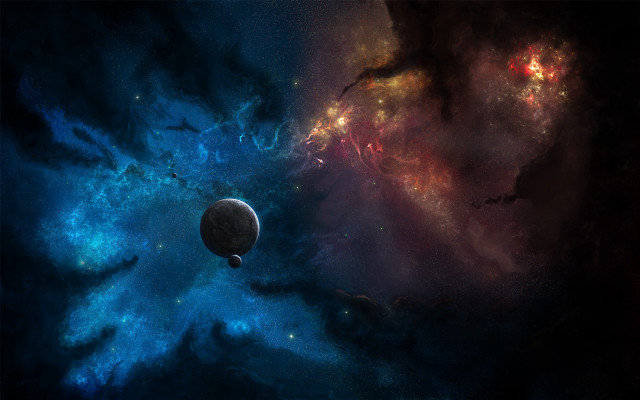 Space planet moon stars galaxy free wallpaper for desktop - medium preview image