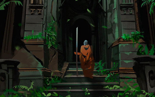 Stairs door jungle ivy moss free wallpaper for desktop - medium preview image