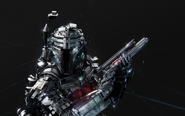 Futuristic soldier mecha space art free wallpaper for desktop - medium preview image