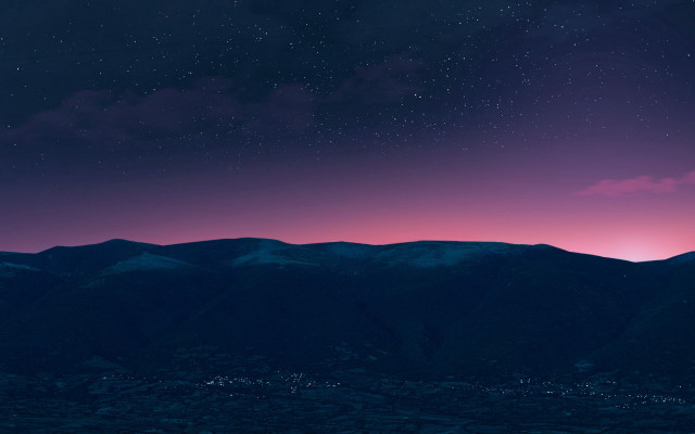 Night sky mountains stars aurora free wallpaper for desktop - medium preview image