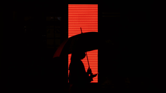 Umbrella dark red light window free wallpaper for desktop - medium preview image