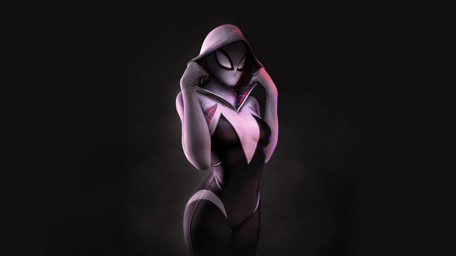 Woman black purple bodysuit hoodie free wallpaper for desktop - medium preview image