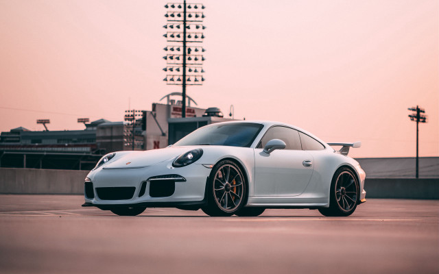 White porsche sunset ferriswheel pink free wallpaper for desktop - medium preview image