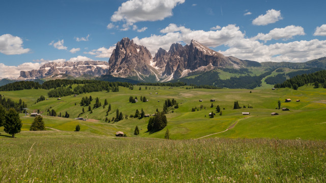 Green valley mountain range clouds free wallpaper for desktop - medium preview image