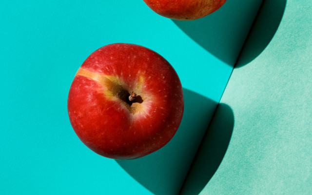 Apples blue surface bite shadow free wallpaper for desktop - medium preview image