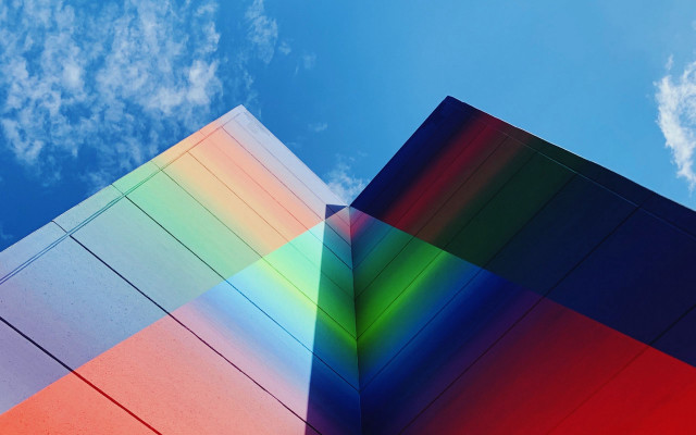 Multicolored building blue sky clouds free wallpaper for desktop - medium preview image