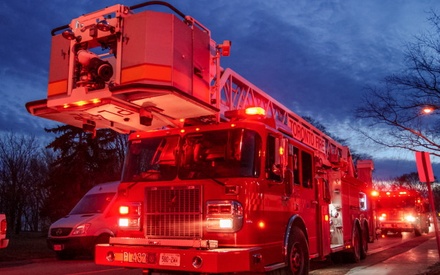 Fire truck night autumn mountain free wallpaper for desktop - medium preview image