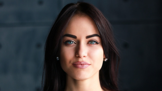 Woman black dress earrings blue free wallpaper for desktop - medium preview image