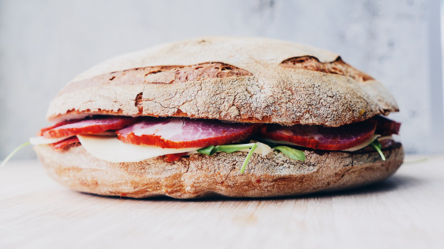 Sandwich meat cheese wooden table free wallpaper for desktop - medium preview image