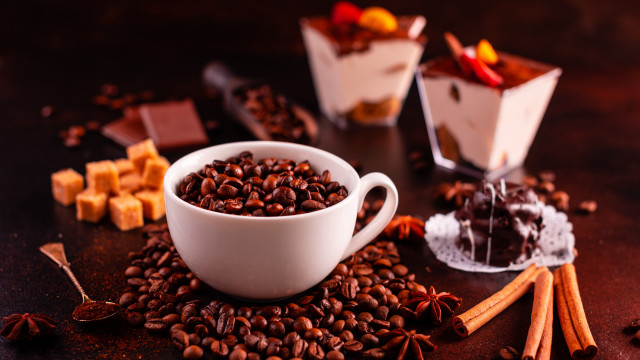 Coffee cup cinnamon spoon rest free wallpaper for desktop - medium preview image