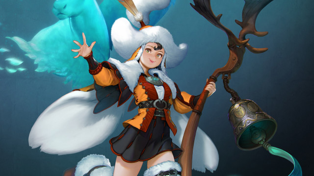 Fantasy woman bell bird league free wallpaper for desktop - medium preview image