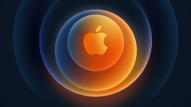 Apple futurism blue circle orange free wallpaper for desktop - medium preview image