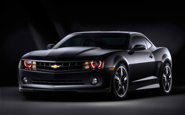Black chevrolet camaro dark room free wallpaper for desktop - medium preview image