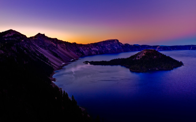 Lake mountains sunset purple blue free wallpaper for desktop - medium preview image