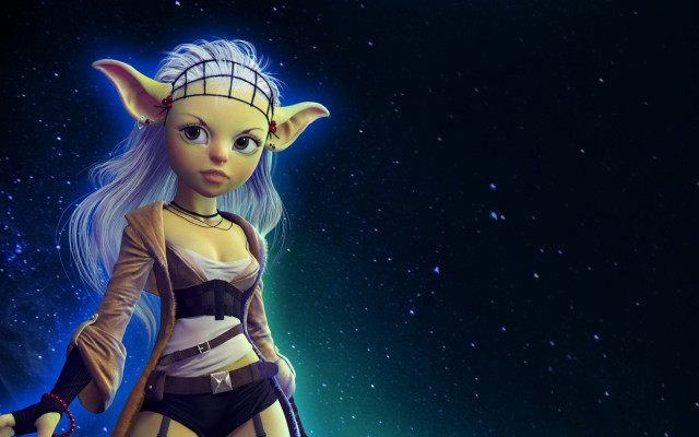 Cartoon astronaut deer antlers fantasy free wallpaper for desktop - medium preview image