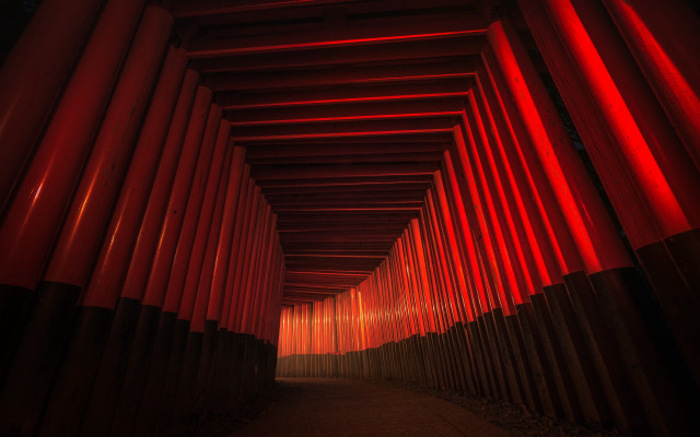 Red black tunnel walkway light free wallpaper for desktop - medium preview image