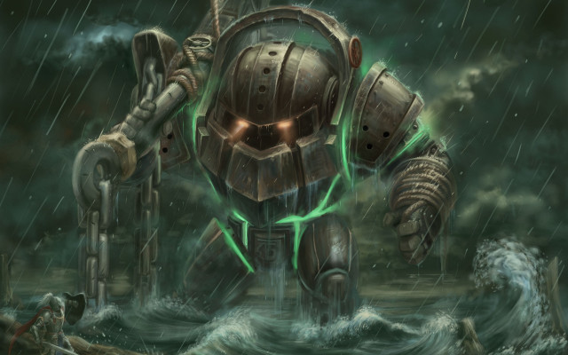 Robot water greenlight mecha storm free wallpaper for desktop - medium preview image