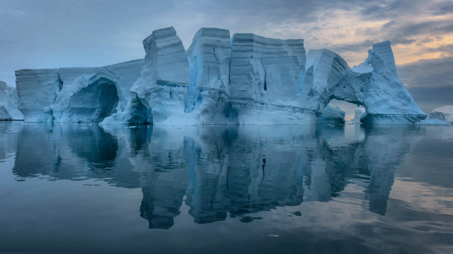 Iceberg lake cloudy sky matte free wallpaper for desktop - medium preview image