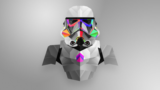 Dog helmet glasses holography lowpoly free wallpaper for desktop - medium preview image