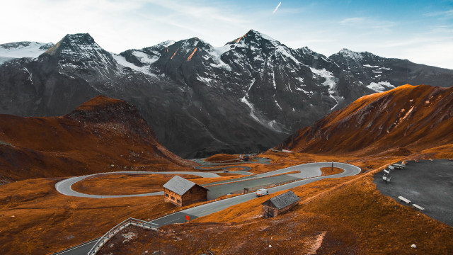 Mountain road house snow ocean free wallpaper for desktop - medium preview image