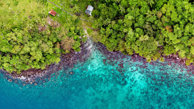 Lake forest house aerial view free wallpaper for desktop - medium preview image