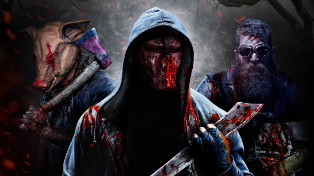 Zombie bloodied knife hands dark free wallpaper for desktop - medium preview image