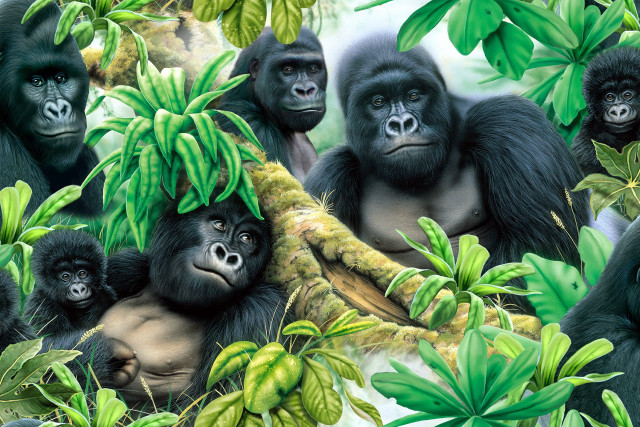 Gorillas jungle tree branch monkey free wallpaper for desktop - medium preview image