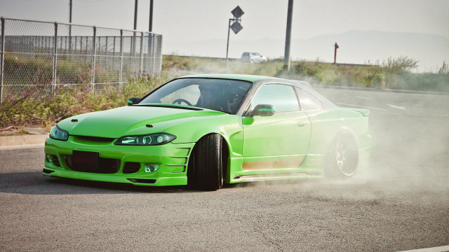 Green smoke car road fence free wallpaper for desktop - medium preview image