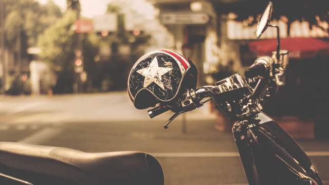 Motorcycle star building city lights free wallpaper for desktop - medium preview image