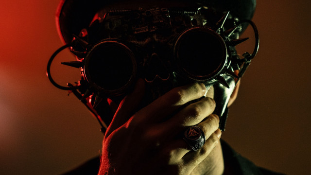 Man hat binoculars redlight afrofuturism free wallpaper for desktop - medium preview image