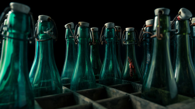 Green bottles in box 3d free wallpaper for desktop - medium preview image